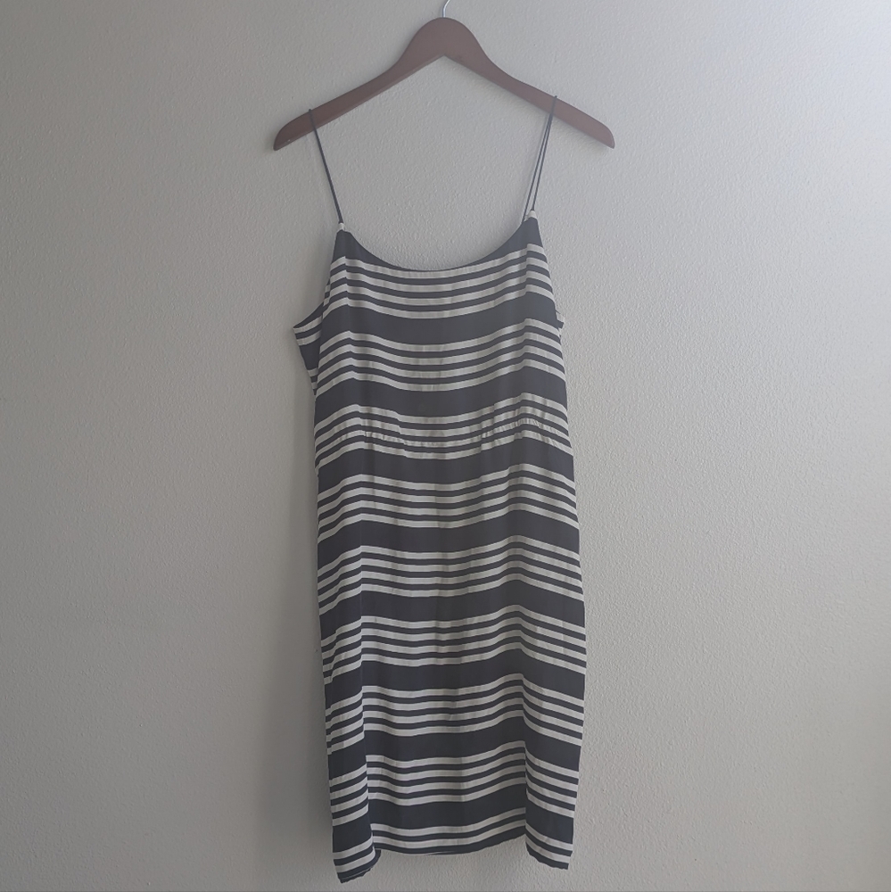 J. Crew Black and White Spaghetti Strap Slip Dress